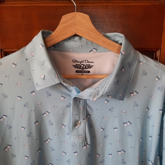 Straight Down Performance Light Blue Mariachi Print Golf Polo Shirt Size XL - Picture 4 of 13